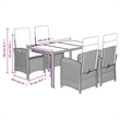 Bowery Hill Contemporary 5 Piece Poly Rattan Garden Dining Set in Gray