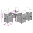 Bowery Hill 7 Piece Poly Rattan Garden Dining Set with Cushions in Gray