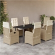 Bowery Hill Contemporary 7 Piece Rattan Garden Dining Set in Beige