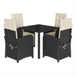Bowery Hill 5 Piece Poly Rattan Garden Dining Set in Black/Cream White