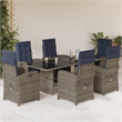 Bowery Hill Contemporary 7 Piece Poly Rattan Garden Dining Set in Black
