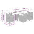 Bowery Hill Contemporary 7 Piece Poly Rattan Garden Dining Set in Black