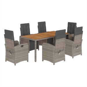 Bowery Hill Contemporary Poly Rattan Garden Dining Set in Gray