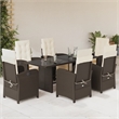 Bowery Hill Contemporary 7 Piece Rattan Garden Dining Set in Brown