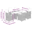 Bowery Hill Contemporary 7 Piece Rattan Garden Dining Set in Brown