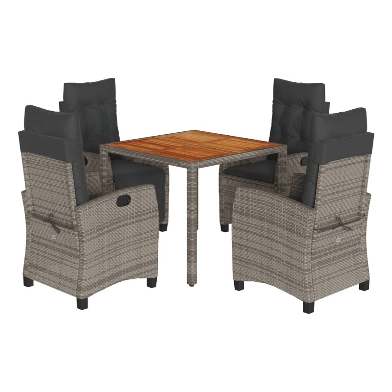 Bowery Hill Contemporary Poly Rattan Garden Dining Set in Gray