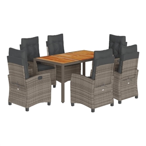 Bowery Hill 7 Piece Poly Rattan Garden Dining Set in Dark Gray