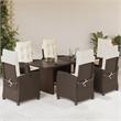 Bowery Hill Contemporary 7 Piece Poly Rattan Garden Dining Set in Brown