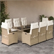 Bowery Hill Contemporary 9 Piece Poly Rattan Garden Dining Set in Beige