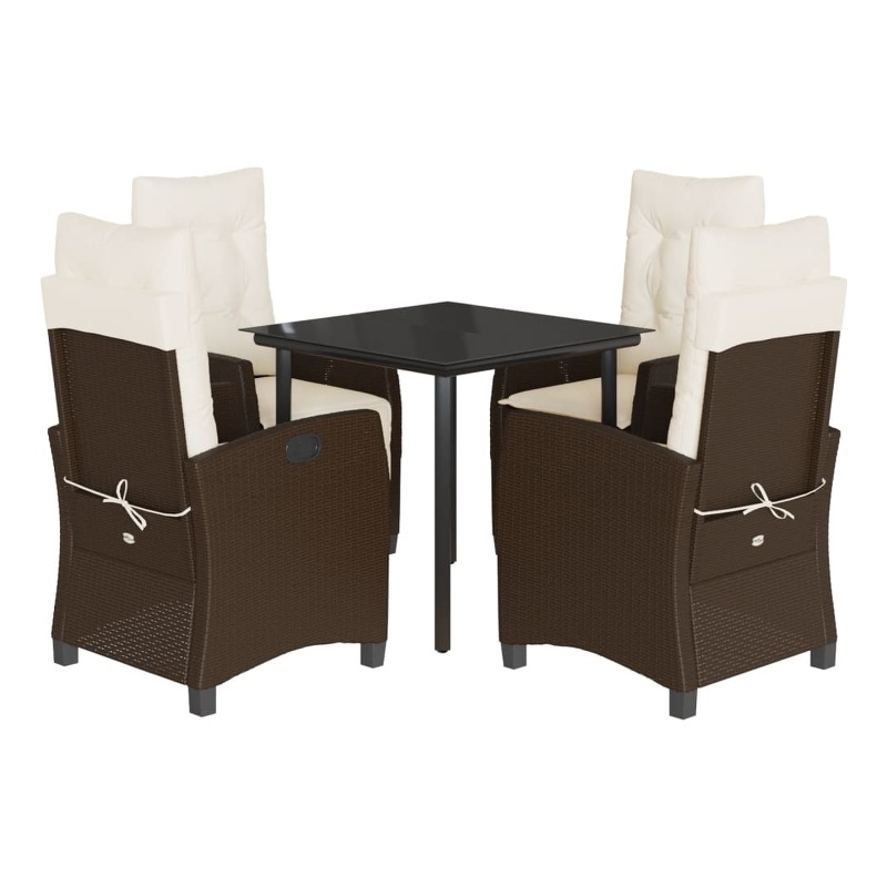 Bowery Hill Contemporary Weather-Resistant Rattan Garden Dining Set in Black