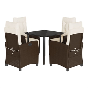 Bowery Hill Contemporary Weather-Resistant Rattan Garden Dining Set in Black