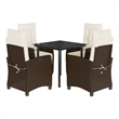 Bowery Hill Contemporary Weather-Resistant Rattan Garden Dining Set in Black
