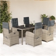 Bowery Hill Contemporary 7 Piece Poly Rattan Garden Dining Set in Gray
