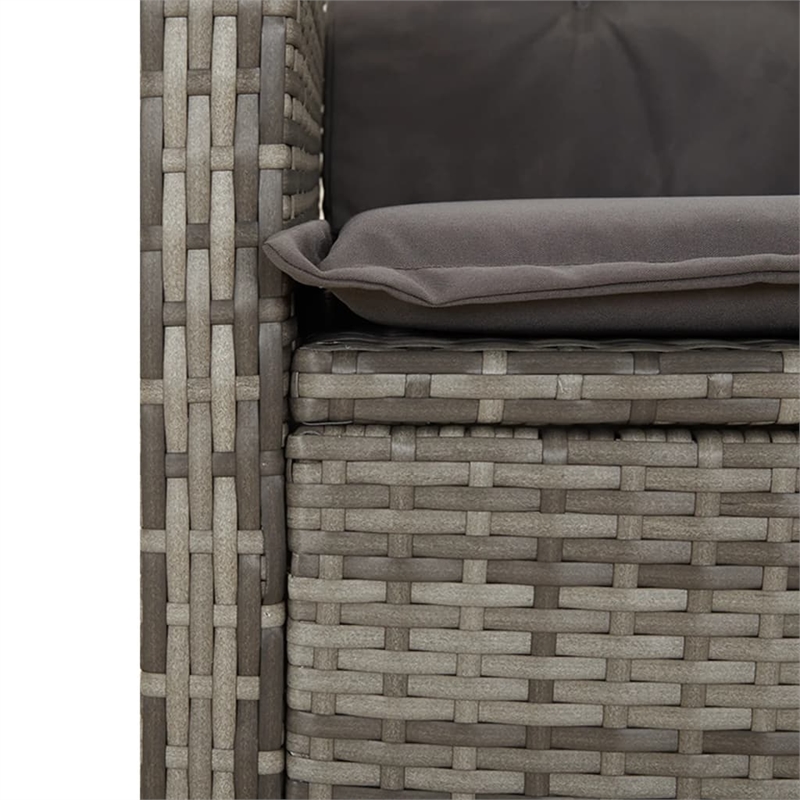 Bowery Hill Contemporary 9 Piece Poly Rattan Garden Dining Set in Gray
