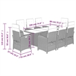 Bowery Hill Contemporary 9 Piece Poly Rattan Garden Dining Set in Gray