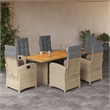 Bowery Hill 7 Piece Poly Rattan Garden Dining Set in Gray/Brown
