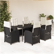 Bowery Hill Contemporary Rattan Garden Dining Set in Black/Cream White