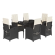 Bowery Hill Contemporary Rattan Garden Dining Set in Black/Cream White