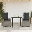 Bowery Hill Contemporary 3 Piece Poly Rattan Garden Dining Set in Black