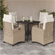 Bowery Hill Contemporary 5 Piece Poly Rattan Garden Dining Set in Black