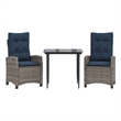 Bowery Hill Contemporary 3 Piece Poly Rattan Garden Dining Set in Black