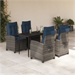 Bowery Hill Poly Rattan Garden Dining Set in Gray/Black/Navy Blue