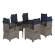 Bowery Hill Contemporary 7 Piece Rattan Garden Dining Set in Gray