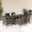 Bowery Hill Poly Rattan Garden Dining Set with Cushions in Gray