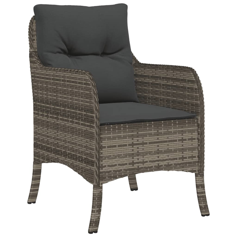 Bowery Hill Poly Rattan Garden Dining Set with Cushions in Gray