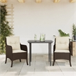Bowery Hill Contemporary Rattan Garden Dining Set in Black/Cream White