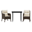 Bowery Hill Contemporary Rattan Garden Dining Set in Black/Cream White