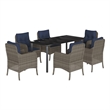 Bowery Hill Contemporary 7 Piece Poly Rattan Garden Dining Set in Black