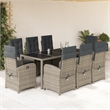 Bowery Hill Contemporary 9 Piece Rattan Garden Dining Set in Gray