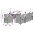 Bowery Hill Contemporary 9 Piece Rattan Garden Dining Set in Gray