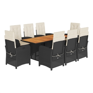 Bowery Hill 9 Piece Poly Rattan Garden Dining Set in Black and Brown