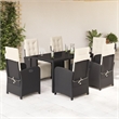 Bowery Hill Contemporary 7 Piece Poly Rattan Garden Dining Set in Black