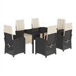 Bowery Hill Contemporary 7 Piece Poly Rattan Garden Dining Set in Black