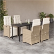 Bowery Hill Contemporary 5 Piece Poly Rattan Garden Dining Set in Black
