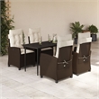Bowery Hill Contemporary 5 Piece Rattan Garden Dining Set in Black