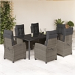 Bowery Hill Contemporary 7 Piece Poly Rattan Garden Dining Set in Black