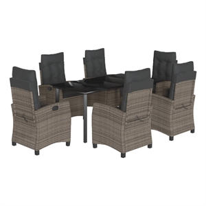 Bowery Hill Contemporary 7 Piece Poly Rattan Garden Dining Set in Black
