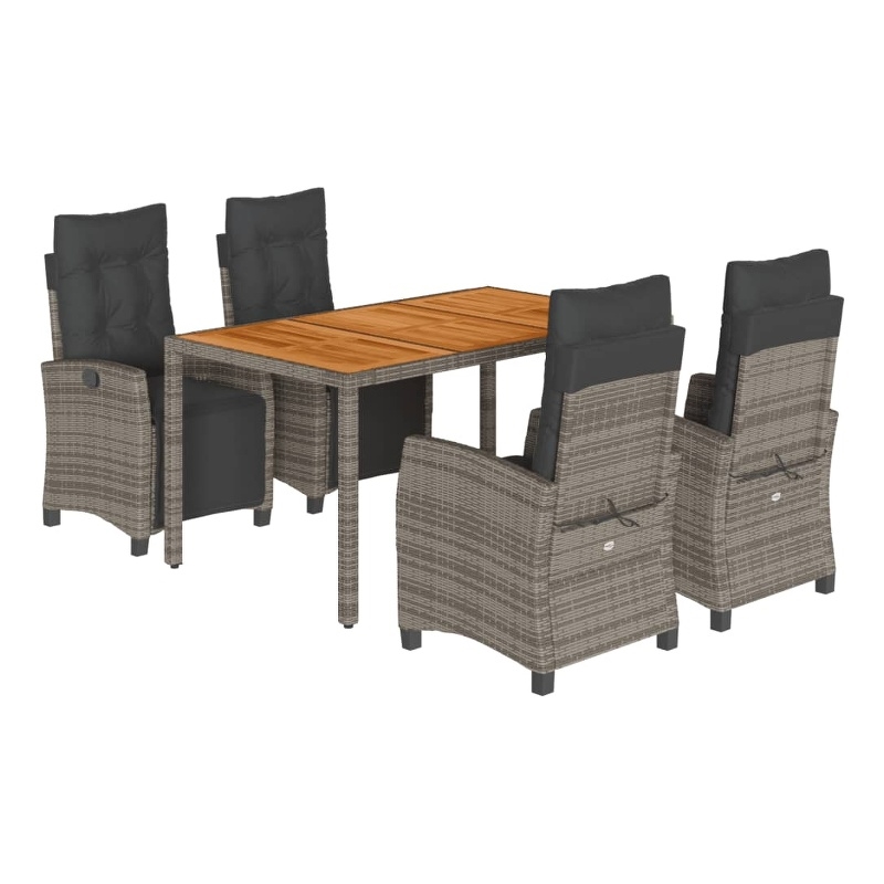 Bowery Hill Contemporary 5 Piece Poly Rattan Garden Dining Set in Gray