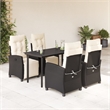 Bowery Hill Contemporary Poly Rattan Garden Dining Set in Black