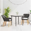 Bowery Hill Poly Rattan Garden Dining Set with Cushions in Black