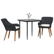 Bowery Hill Poly Rattan Garden Dining Set with Cushions in Black