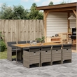 Bowery Hill 9 Piece Poly Rattan Patio Dining Set in Dark Gray