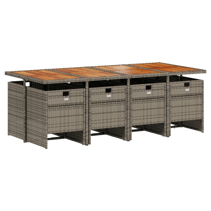 Bowery Hill 9 Piece Poly Rattan Patio Dining Set in Dark Gray