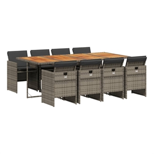 Bowery Hill 9 Piece Poly Rattan Patio Dining Set in Dark Gray