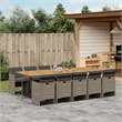 Bowery Hill Contemporary 11 Piece Poly Rattan Patio Dining Set in Gray