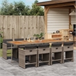 Bowery Hill Contemporary 9 Piece Poly Rattan Patio Dining Set in Gray